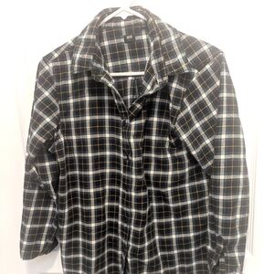 Black, green, & yellow stripe plaid Uniqlo shirt Large
